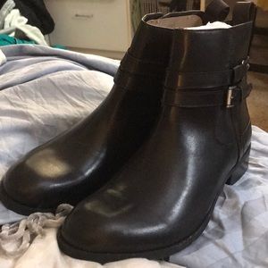 Black Leather Clark Booties